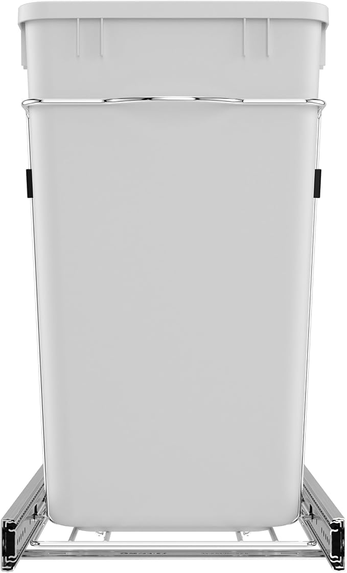 Rev-A-Shelf Double 27 Qt Pullout Trash Can for Base Kitchen Cabinets, Garbage Waste Bin System with Full Extension Slides, Min Opening Width of 11.5", White, RV-15KD-11C S - Image 8
