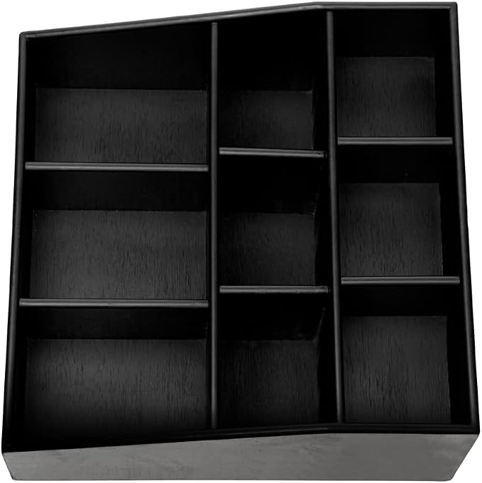 Restaurantware-11.75 x 5.5 Inch Coffee Condiment Organizer, 1 Square Creamer Organizer - 9 Compartments, Break-Resistant, Black Bamboo Coffee Accessory Caddy, Won't Chip, For Sugar Packets & Creamers - Image 13
