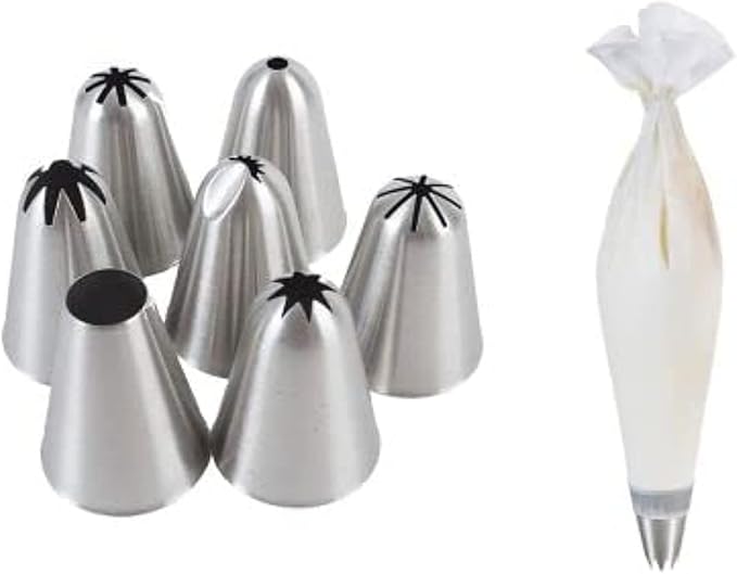 Lakeland Piping Nozzles & Reusable Bag Gift Set - 7 Pieces (Nylon, Silver) by Unknown
