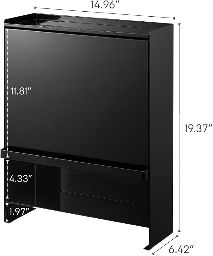 YAMAZAKI Home Spice Rack, Large Multi-Tier with Door Metal Shelves, Black | Large kitchen seasoning and condiments spice rack features a concealable design with a door. A smart fit for modern homes. - Image 8