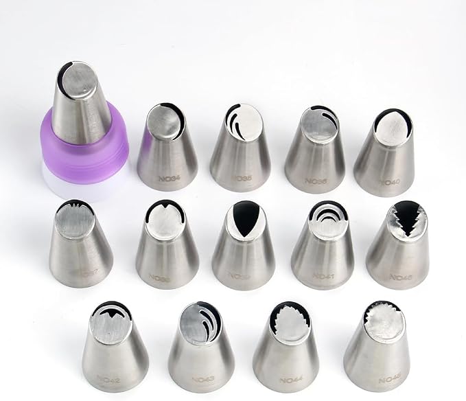 17 Pcs Stainless Steel Seamless Russian Flower Icing Tips Set - Image 2