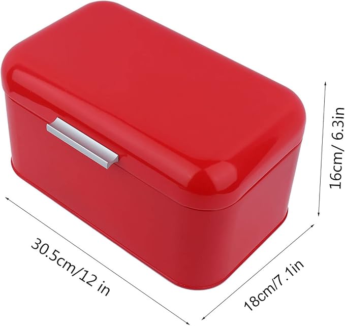 Cocoarm Bread Box, Red Retro Style, Metal, Large Capacity Kitchen Storage Container for Countertop - Image 4