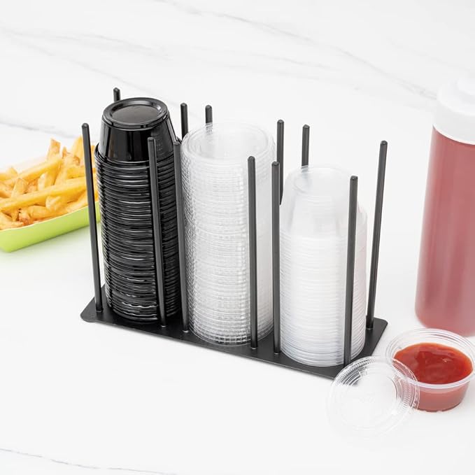 RW Base Black Iron Horizontal Portion Cup / Lid Organizer - 3 Section - 8 1/4" x 3" x 6" - 1 count box - Image 4