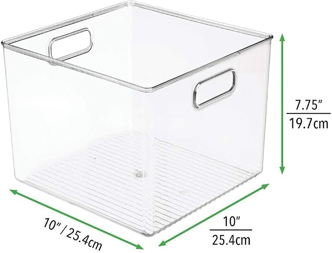 mDesign Plastic Modern Storage Organizer Bin Basket with Handles for Bathroom Organization - Shelf, Cubby, Cabinet, Vanity, and Closet Organizing Decor - Ligne Collection - Clear - Image 8