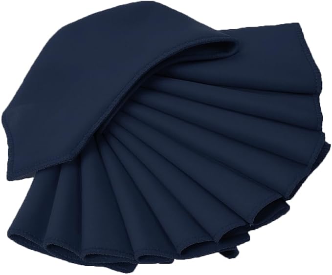 Pack of 100 PCS Cloth Napkins 17x17 inch Washable Polyester Dinner Napkins Soft Table Napkins for Wedding Party Dining Banquet Bistro Decoration - Navy Blue - Image 4