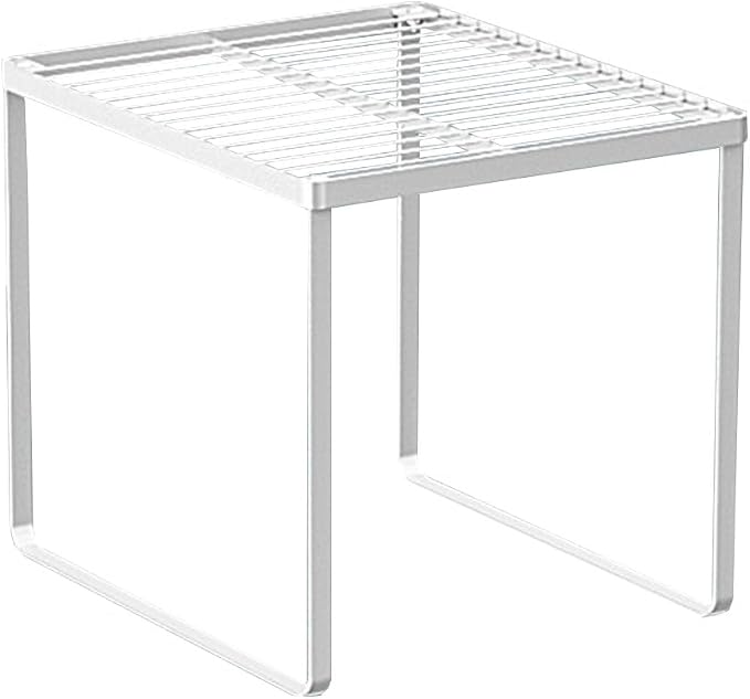 Kitchen Cabinet Storage Shelf Stackable Wire Spice Rack Organizer Heavy Duty Space Saver for Bathroom Bedroom Closet Laundry Room Office Countertop - White, Pack 1 by LIYIVNAA
