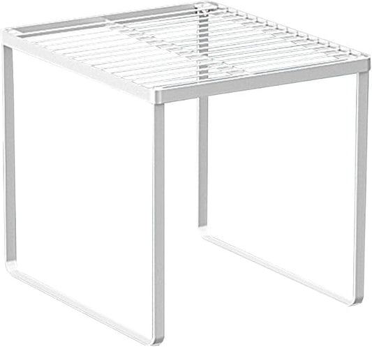 Kitchen Cabinet Storage Shelf Stackable Wire Spice Rack Organizer Heavy Duty Space Saver for Bathroom Bedroom Closet Laundry Room Office Countertop - White, Pack 1 by LIYIVNAA