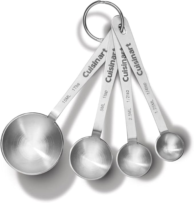Cuisinart Mixing Bowl Set, Stainless Steel, 3-Piece CTG-00-SMP Stainless Steel Measuring Spoons, Set of 4,Silver CTG-00-SMC Stainless Steel Measuring Cups, Set of 4,Silver - Image 4