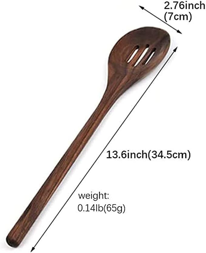 Black Walnut Kitchen Utensils Set,Handmade Natural Walnut Solid Spoon, Slotted Spoon, Spaghetti Server, Spatula, Slotted Spatula,3 slotted spoon - Image 5