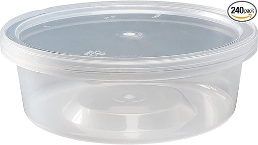 Deli Containers with Lids 8oz - Disposable Leakproof Food Storage Cups - Microwaveable Takeout Food Storage Containers Container - Set of 240 by Unknown