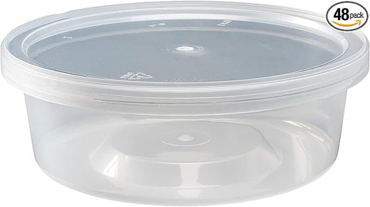 Polypropylene Heavy Duty Deli Containers with Lids | Airtight Food Storage Containers || Clear Kitchen Organizing Leak Proof, BPA-free 8 oz - Set of 48 by Unknown