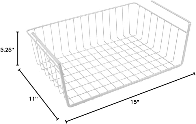 Modern Home Under Shelf Wire Storage Baskets – Hanging Organizer Rack for Cabinet, Pantry, or Closet – White Metal Basket for Kitchen, Towels, or Office – No Tools Required (15") - Image 9