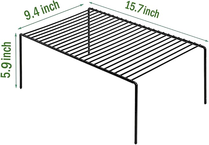 Redrubbit 6 Pack Large (15.7 x 9.4 Inch) Cabinet Storage Shelf Rack, Rustproof Kitchen Counter and Cabinet Shelf, Storage Rack Organizer for Kitchen, Fridge, Bathroom, Black - Image 3