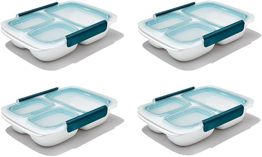OXO Good Grips Prep & Go Divided Container 4.1 Cups/1 L - Leakproof Food Storage, Pack of 4 by OXO