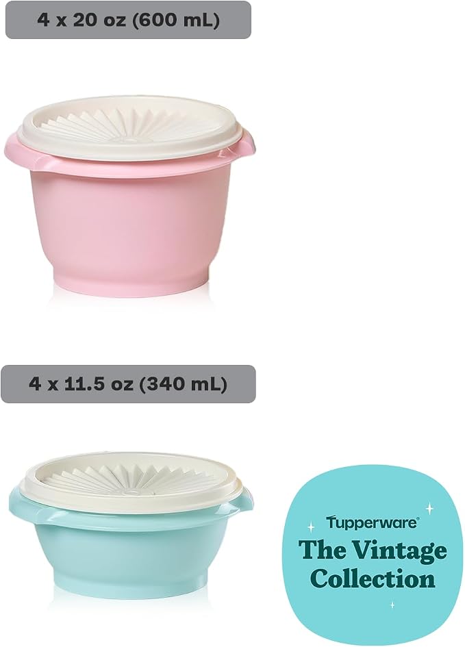Tupperware Heritage Collection, New 16 Piece Food Storage Container Set in Vintage Colors, Dishwasher Safe and BPA Free (8 containers, 8 lids) - Image 3