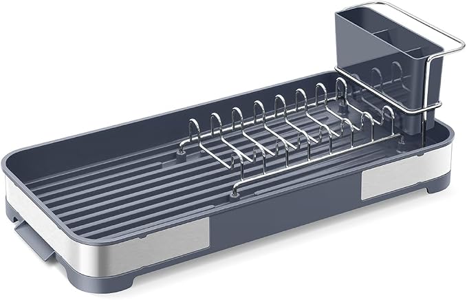 Glad Stainless Steel Dish Drying Rack - Small Space Saving Dish Drainer with Removable Cutlery Holder, Drain Spout, and Towel Bar - Rust-Resistant Metal Rack for Kitchen Countertops, (8”W x 17.5”L) - Image 5