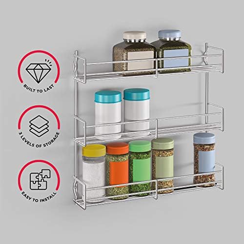 Metaltex 3-Tier 30 x 7 x 30 cm Chrome Plated Spice Rack - Image 3