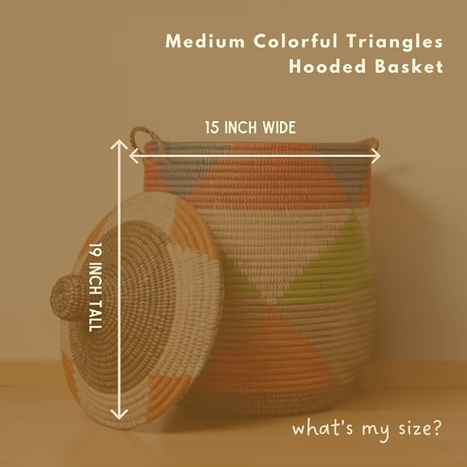 Woven Baskets for Storage, Colorful Triangles, Set of 3, 18" Wide Tall - Image 4