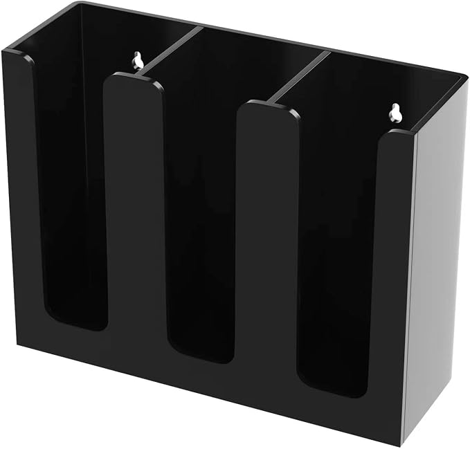 Richboom Acrylic Coffee Cup and Lid Storage Organizer Holder, 3 Compartments, Black by Richboom