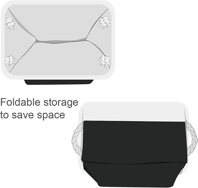 Storage Bins for Shelves - 1 Pack 15.7x11.8x8.3 inch Canvas Storage Basket for Organizing Cubes Gift Dog Cloth Toy (White & Black) - Image 7