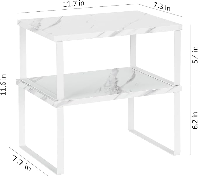 NEX Cabinet Organizer Shelf, Kitchen Counter Shelves Set of 4 | Stackable & Expandable Spice Rack, Space-Saving Pantry Organizers Bathroom Countertop Storage, White - Image 3
