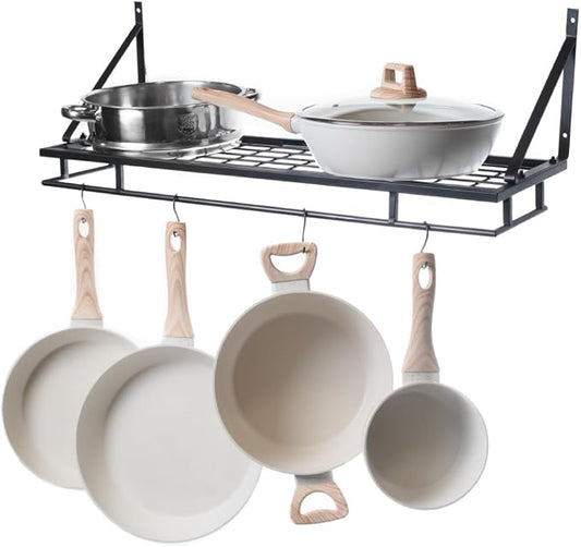 Pot and Pan Shelf – Heavy-Duty Adjustable Cookware Rack for Cabinet or Countertop | Space-Saving Kitchen Organizer for Pots, Pans & Lids Storage by Unknown