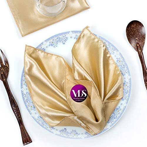 VDS - 50 Pieces | Satin Napkins 20 x 20 Inch Square | Kitchen & Dinner Table Napkins Cloths Handkerchief for Restaurant Bistro Wedding Christmas Birthday Party Dinner Decoration (Champagne) by VDS
