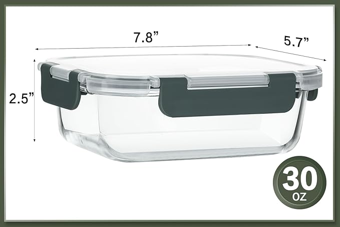 10 Packs 30 oz Glass Meal Prep Containers with Lids | Glass Food Storage Containers with Lids, Airtight Lunch Bento Boxes, Microwave, Freezer and Dishwasher, Gray - Image 2