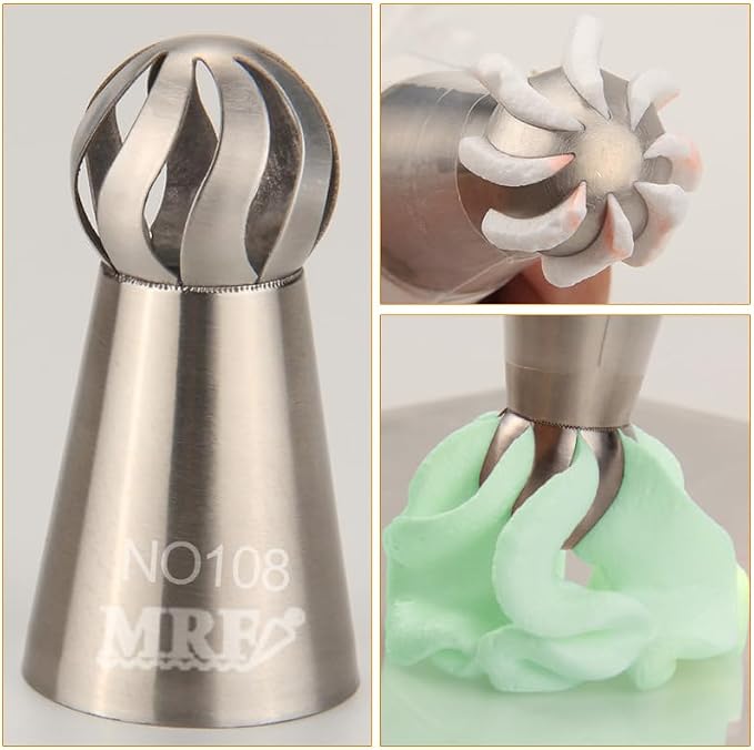 10 Pcs Stainless Steel Ball Twist Flower Icing Tips Set for Cupcakes | Ball Twist Drop Flower Piping Tips for DIY Cupcakes Bouquets, Cake Flower Decoration & Cupcakes Decorations - Image 9