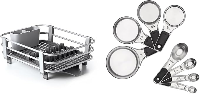 OXO Good Grips Aluminum Dish Rack Good Grips Stainless Steel Measuring Cup and Spoon Set (8 Pieces) by Unknown