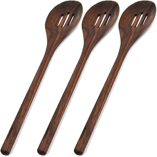 Black Walnut Kitchen Utensils Set,Handmade Natural Walnut Solid Spoon, Slotted Spoon, Spaghetti Server, Spatula, Slotted Spatula,3 slotted spoon by FiunkesLightFixture
