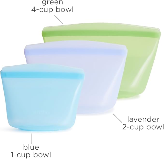 Stasher Premium Reusable Silicone Bags and Lunch Bag, 3-Pack, Multicolor | Food-Safe Silicone, BPA-Free, Leak-Free, Eco-Friendly, Dishwasher, Travel Containers, Meal Prep, Food Storage, Travel - Image 5