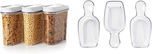 OXO Good Grips 3-Piece POP Cereal Dispenser Set and OXO Good Grips POP Container Accessories 3-Piece Scoop Set by Unknown