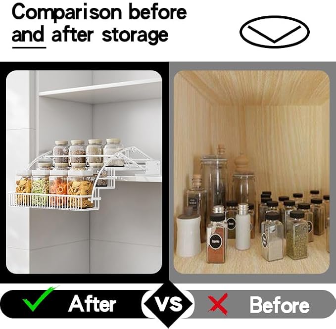 3-Tier Pull Down Spice Rack Organizer for Inside Cabinet Expandable Display Riser Shelf Seasoning Shelf (12.4IN/White) - Image 5