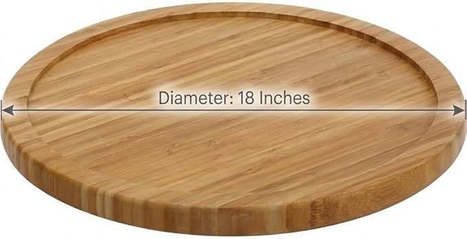 YBM HOME Bamboo Lazy Susan Single Turntable (18", 6) - Image 2
