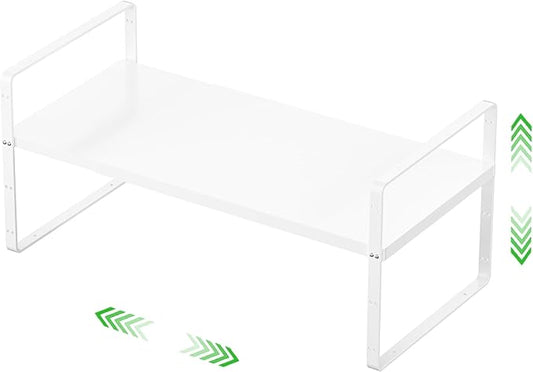 Expandable Cabinet Shelf, Stackable Organizer Rack, White Small 1 PK | Adjustable Fit, Stackable Height Options, Nonslip Base, Larger Capacity, Cabinet/Pantry Organization by SOFRON