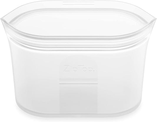 Zip Top Reusable Food Storage Bags | Small Dish [Frost] | Silicone Meal Prep Container | Microwave, Dishwasher and Freezer Safe | Made in the USA by ZipTop