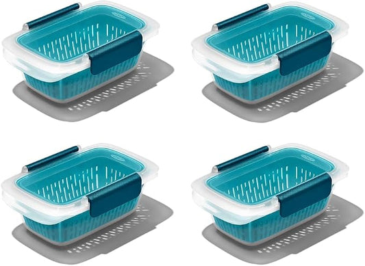 OXO Good Grips Prep & Go Container with Colander 1.9 Cup/0.45 L - (Pack of 4) Leakproof Food Storage for Rinsing & Storing Fruits & Veggies by Unknown