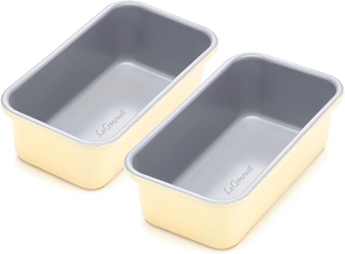 LeGourmet Nonstick Bread Loaf Pan 9 X 5 Inch, Ceramic Coating, Non-Toxic, Rust Resistant Aluminized Steel, Perfect 1 lb Baking Dish for Meatloaf, Pound Cake & Brownie (Butter 2pcs) by Home