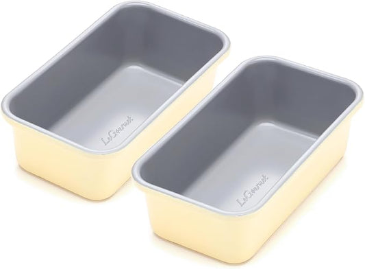 LeGourmet Nonstick Bread Loaf Pan 9 X 5 Inch, Ceramic Coating, Non-Toxic, Rust Resistant Aluminized Steel, Perfect 1 lb Baking Dish for Meatloaf, Pound Cake & Brownie (Butter 2pcs) by Home