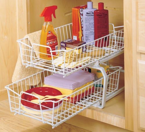 ClosetMaid 11 in. Pull Out Cabinet Organizer, 2 Tier, Heavy Duty, Slide Out Pantry Shelves Drawers for Kitchen, Bathroom, White - Image 9