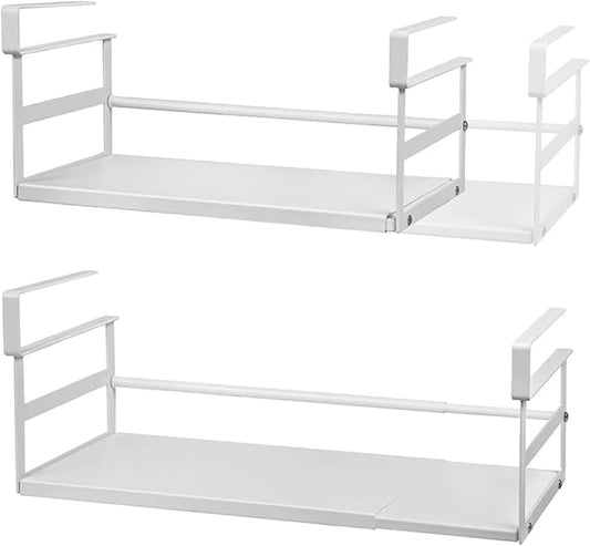 Under Shelf Storage Basket, 2-Pack Under Cabinet Shelf Organizer | Expandable Hanging Basket Holds 35 lbs Add-On Kitchen Pantry Cupboard Counter Laundry 13.19-23.03" W x 7.2" D x 5.12" H by Selosiz