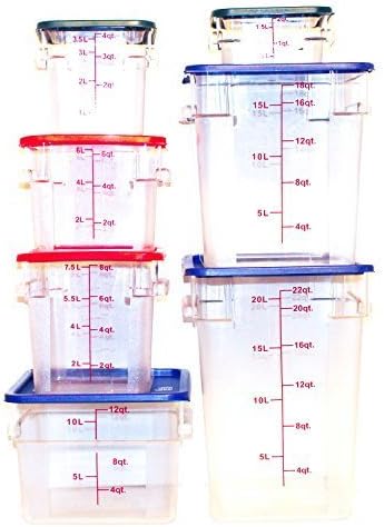 Tiger Chef Food Storage Square Polycarbonate Container Set Containers with Lids Commercial Grade, 2, 4, 6, 8, 12, 18, 22 quart, 14 Piece - Image 3