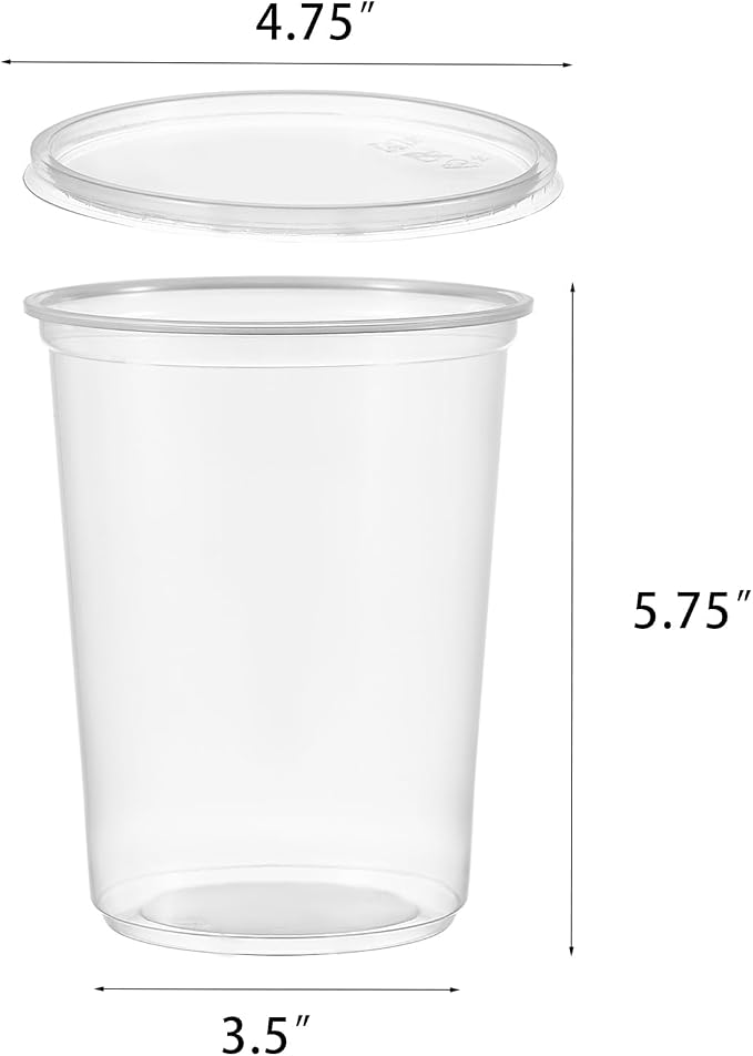 [44 Sets - 32 oz. Plastic Deli Food Storage Soup Togo Containers With Airtight Lids Clear Disposable Takeout Quart Container … - Image 2
