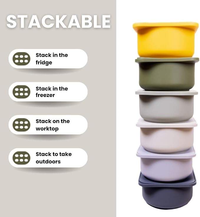 Babadoh Pizza Dough Proofing Silicone Containers with Lids | Pizza Making Accessories | Set of 6 | Dough Color | Original Size (make 12" Pizzas) - Image 5