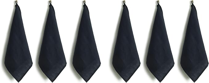Linen Kitchen Towels 14 x 28 Inch,100% Linen Decorative Tea/Kitchen Towels Set of 6,Stone Washed European Flax Linen Dish Towels,Navy by LLinenWorld