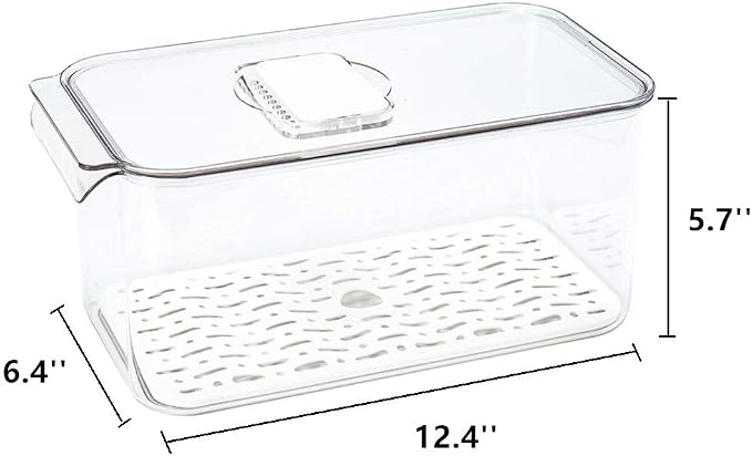 Slideep Refrigerator Food Storage Containers, Lettuce Keeper Large Produce Saver Stackable Container with Lids & Removable Drain Tray, Clear Veggie Fruit Salad Lettuce Container -2 Pack - Image 3