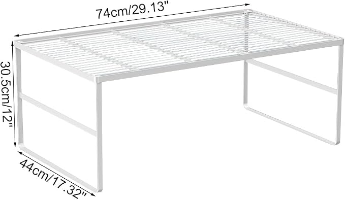 Kitchen Cabinet Storage Shelf Stackable Wire Spice Rack Organizer Heavy Duty Space Saver for Bathroom Bedroom Closet Laundry Room Office Countertop - White, Pack 1 - Image 2