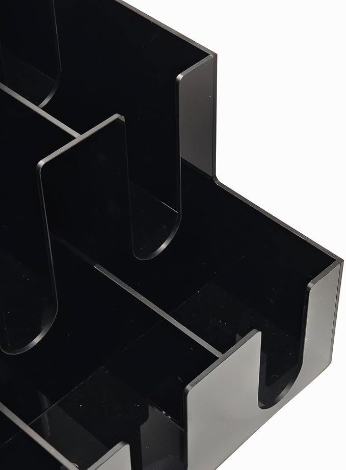 CiaoHER Large Acrylic Coffee Cup and Lid Dispenser, Black | 12 Compartments, Counter Top, Organize Disposable Cups, For Home or Office Use - Image 5