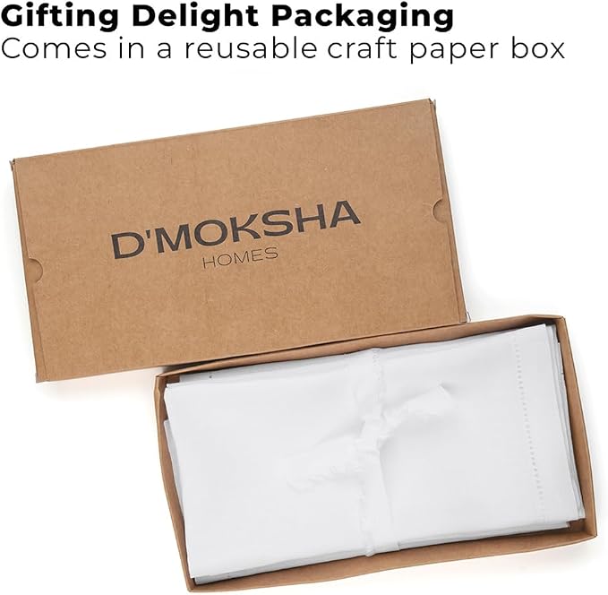 Signature Linen™ by D'Moksha White Dinner Napkins Set of 4, 20 x 20 Inch Cloth Napkins, 100% Pure Linen, Hemstitch, Machine Washable Table Napkins- Summer, Weddings, Outdoor hostings - Image 5